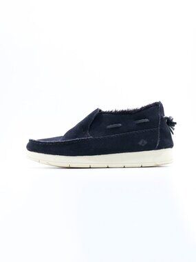 Sperry Moc Sider Black Leather Faux-Fur Lined Flat Ankle Boots - Women's 7.5